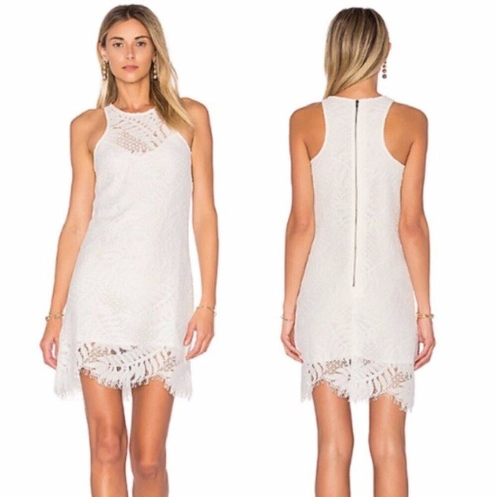 Lovers + Friends Sky White Lace Sleeveless Shift Dress